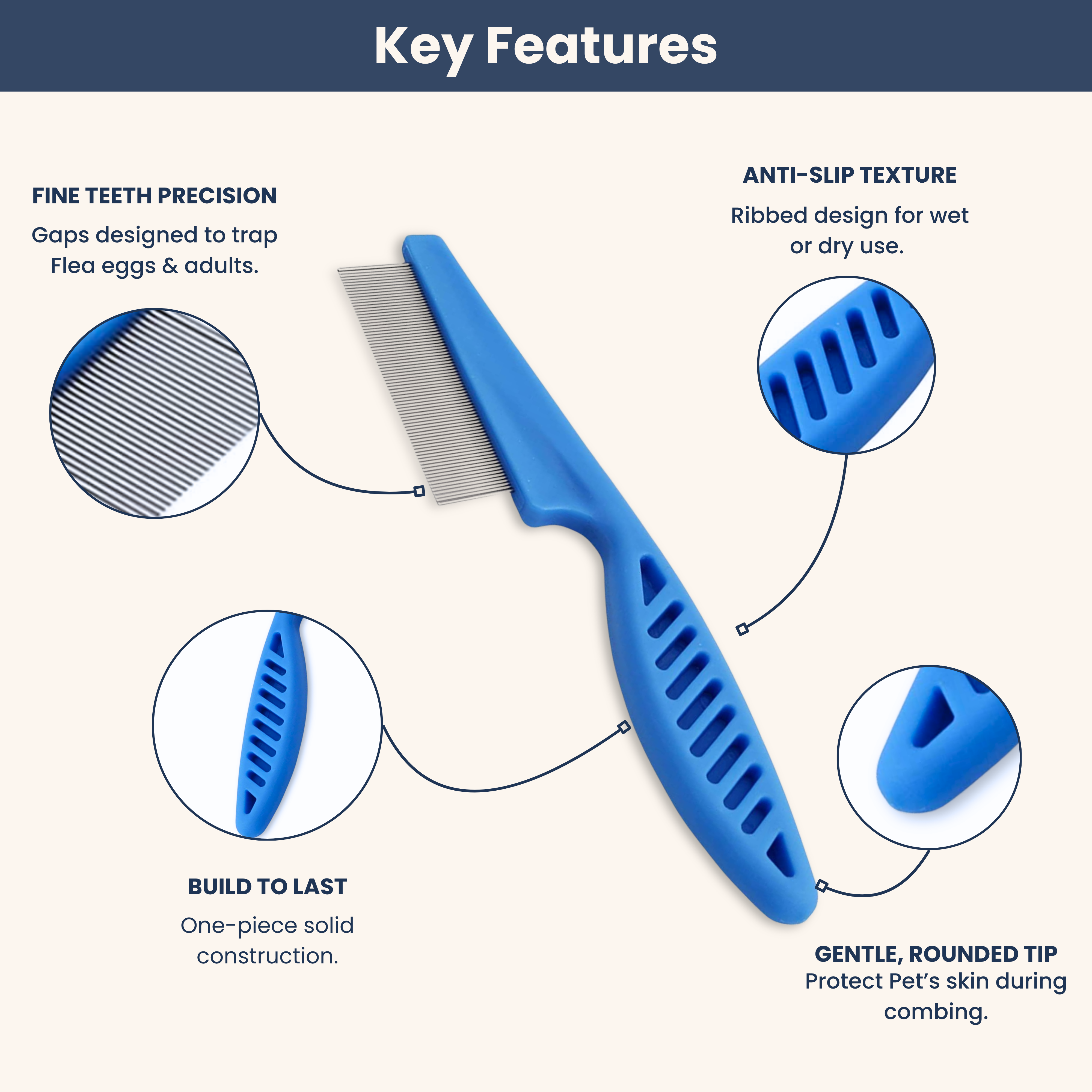 PetLuxe Care Grooming Pet Comb for Dogs & Cats