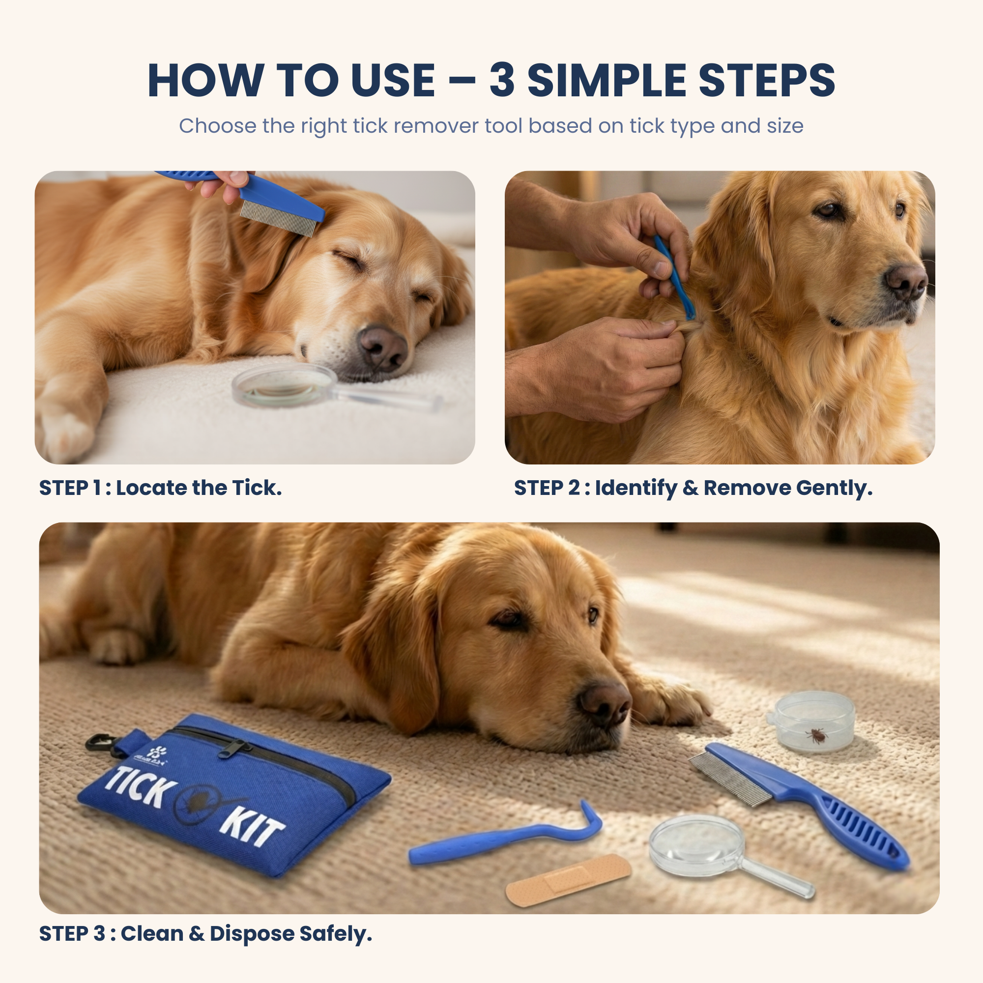 PetLuxe Care Tick Removal Kit for Dogs & Cats