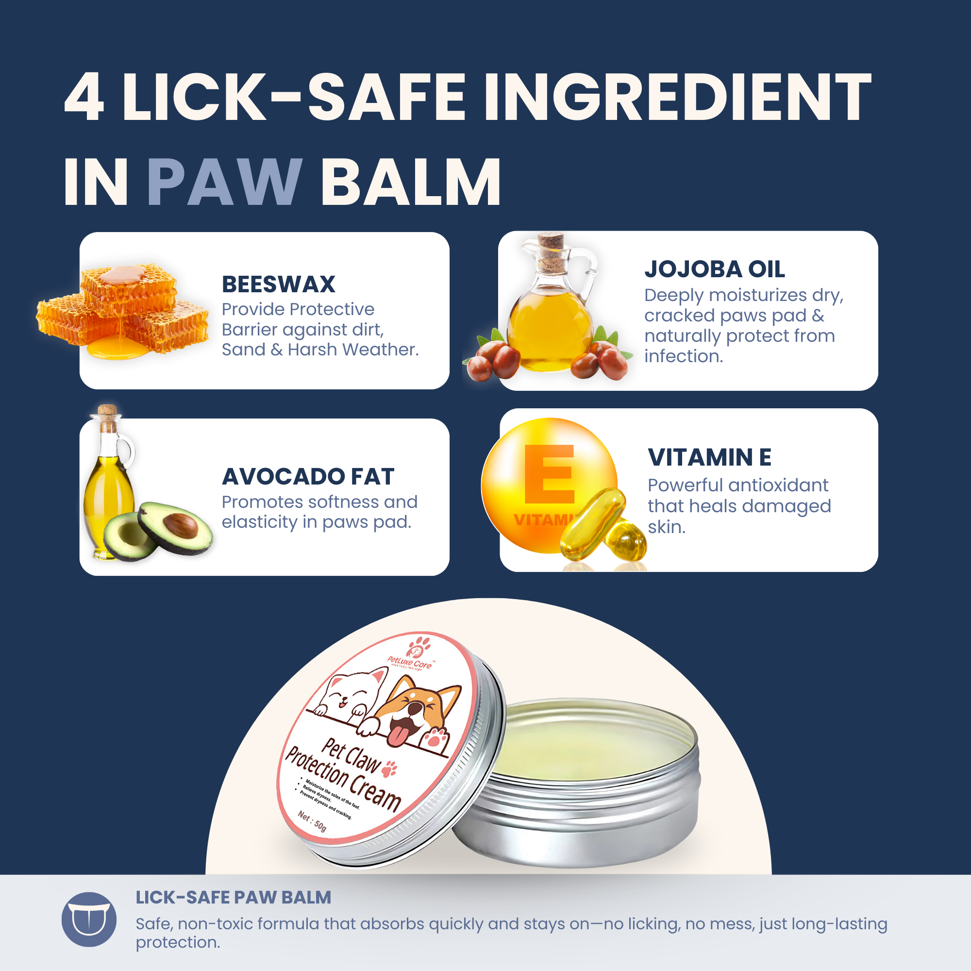 PetLuxe Care Natural Paw Balm | Moisturizing Paw Care for Dogs & Cats